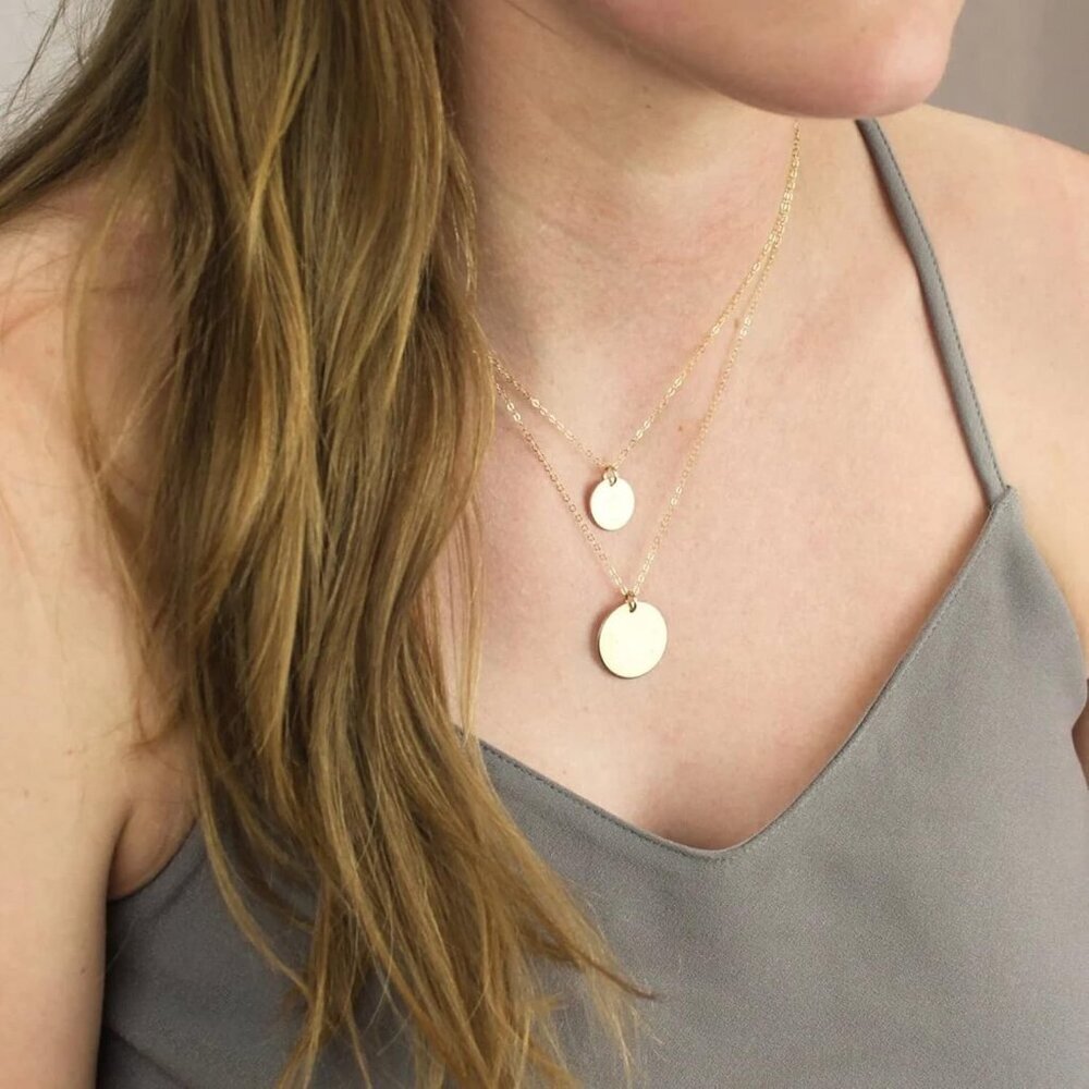 Dainty Bar Necklace for Women,Gold/Silver Cute Delicate Disc Necklcace,Trendy El - Picture 8 of 8